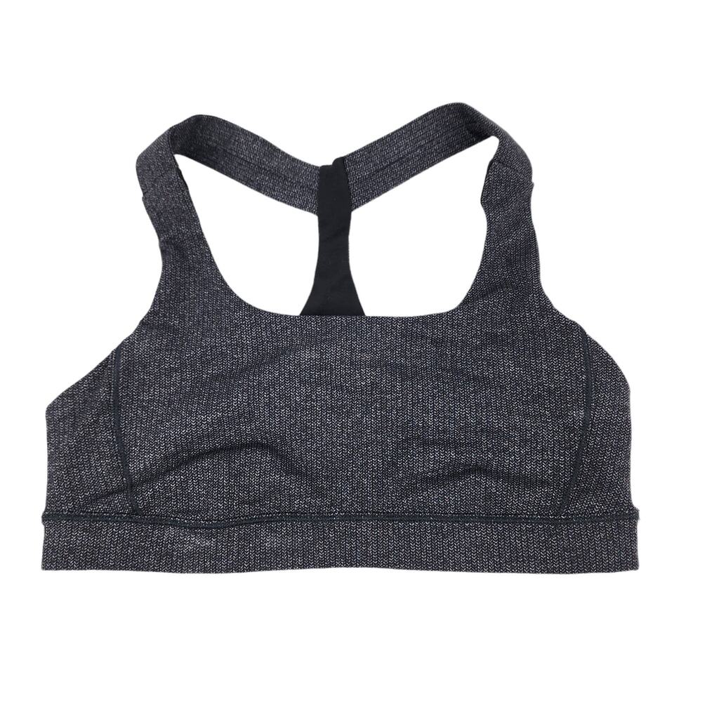 Lululemon Fast Lane Gray Sweat Wicking Skinny Racerback Sports Bra Size 8